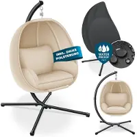 Kesser Luxe Hangstoel met Standaard en Kussen voor Binnen en Buiten tot 150 kg Draagvermogen - Beige