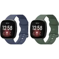 Strap-it Bundel van 2 Siliconen Bandjes - Geschikt voor Fitbit Versa 3 Maat: S - Donkerblauw & Donkergroen - Sportbandje - Sportarmband - Siliconen Band - Waterbestendig & zweetbestendig