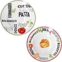 MamboCat Set van 2 pastaborden met decoratie 1x groen & 1x rood 26.5cm - 27020606