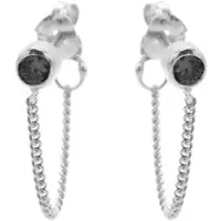 Karma oorbel Chain Black Zirkonia zilver M1894