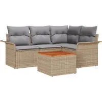 vidaXL Tuinbank Set 5 st 4-Aantal zitplaatsen Beige en Lichtgrijs