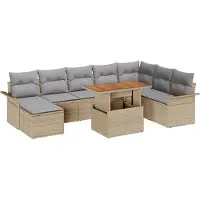 vidaXL Tuinbank Set 9 st Beige Poly rattan