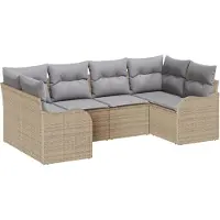 vidaXL Tuinbank Set 6 st beige en lichtgrijs Poly rattan
