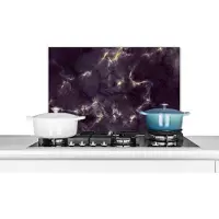KitchenYeah Spatscherm keuken 70x50 cm - Kookplaat achterwand Goud - Edelstenen - Agaat steen - Geode - Muurbeschermer - Spatwand fornuis - Hoogwaardig aluminium