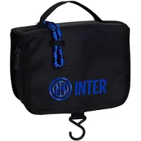 Inter Seven Cosmetische tas voor jongens, zwart lichtblauw, met handvat, reizen en vrije tijd, zwart, modern