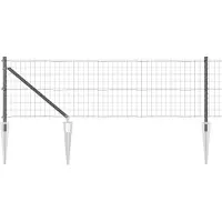 vidaXL Euro-hek met grondpennen 25 x 0,8 m PVC-Coated Staal Grijs Mesh