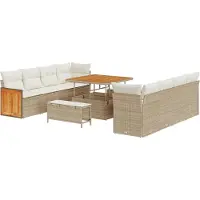 vidaXL Tuinbank Set Beige en Crème 231 x 224 x 85 cm poly rattan