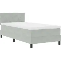 vidaXL LED boxspringbed met hoofdeinde, lichtgrijs, 90 x 190 cm, fluweel