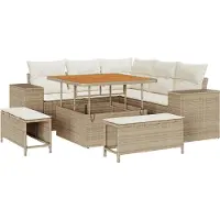 vidaXL Tuinbank Set 8 st 7-Aantal zitplaatsen Beige en Crème