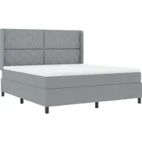 vidaXL LED boxspringbed met matras, lichtgrijs, 180 x 200 cm, gestoffeerd