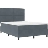 vidaXL LED boxspringbed met matras, donkergrijs, 140 x 200 cm, fluweel