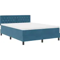 vidaXL LED boxspringbed met matras, donkerblauw, 160 x 200 cm, fluweel