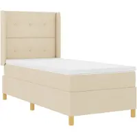 vidaXL Boxspring bed met hoofdeinde Crème 100 x 200 cm Stof