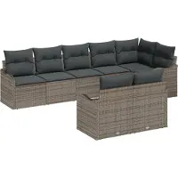 vidaXL Tuinbank Set 8 st Grijs poly rattan