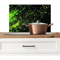 KitchenYeah Spatscherm keuken 70x50 cm - Kookplaat achterwand Spetters - Groen - Chaotisch - Groen - Muurbeschermer - Spatwand fornuis - Hoogwaardig aluminium