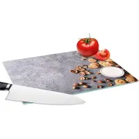KitchenYeah Glazen Snijplank - 28x20 - Melk - Koekjes - Noten - Specerijen - Herfst - Snijplanken Glas