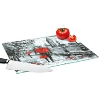 KitchenYeah Glazen Snijplank - 39x28 - Schilderij - Paraplu - Olieverf - Snijplanken Glas