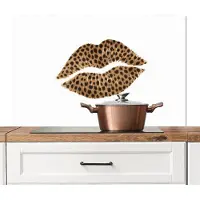 KitchenYeah Spatscherm keuken 100x65 cm - Kookplaat achterwand Lip - Panterprint - Minimalistisch - Wit - Muurbeschermer - Spatwand fornuis - Hoogwaardig aluminium