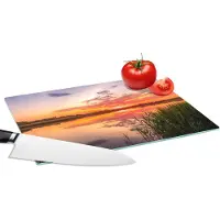 KitchenYeah Glazen Snijplank - 28x20 - Water - Lucht - Natuur - Snijplanken Glas