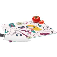 KitchenYeah Glazen Snijplank - 39x28 - Meiden - Muziek - Koptelefoon - Patronen - Girl - Roze - Kinderen - Kind - Snijplanken Glas