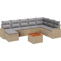 vidaXL Tuinbank Set 9 st Beige en Lichtgrijs poly rattan