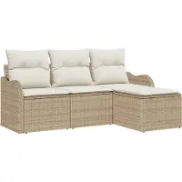 vidaXL Tuinset met 4 zitplaatsen, beige, van polyrotan