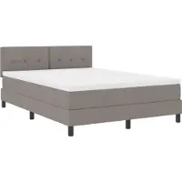 vidaXL Boxspringbed met kussens en hoofdbord, taupe, 140 x 200 cm, stof