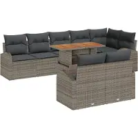 vidaXL Tuinbank Set 9 st Grijs Poly rattan