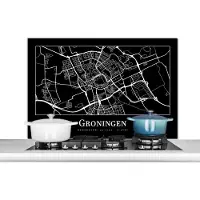 KitchenYeah Spatscherm keuken 100x65 cm - Kookplaat achterwand Groningen - Plattegrond - Kaart - Stadskaart - Muurbeschermer - Spatwand fornuis - Hoogwaardig aluminium