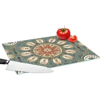 KitchenYeah Glazen Snijplank - 39x28 - Mandala - Retro - Bohemian - Patroon - Snijplanken Glas