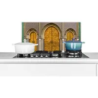 KitchenYeah Spatscherm keuken 70x30 cm - Kookplaat achterwand Deuren - Architectuur - Goud - Patronen - Muurbeschermer - Spatwand fornuis - Hoogwaardig aluminium
