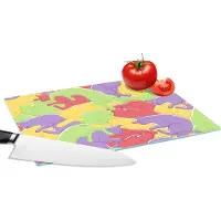 KitchenYeah Glazen Snijplank - 28x20 - Katten - Regenboog - Kinderen - Pastel - Patronen - Snijplanken Glas