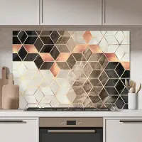 KitchenYeah Spatscherm keuken 120x80 cm - Kookplaat achterwand Vintage - Marmerlook - Luxe - Goud - Zwart - Muurbeschermer - Spatwand fornuis - Hoogwaardig aluminium