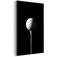 MuchoWow Aluminium schilderij 120x180 cm - Wanddecoratie metaal - Golfbal - Minimalistisch - Wit - Metalen muurdecoratie woonkamer - Decoratie industrieel - Foto op dibond - Industriële accessoires slaapkamer