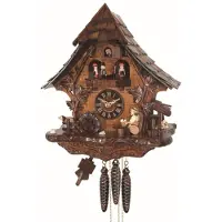 Engstler - 478_MT - Koekoeksklok - 1-daags kettinguurwerk - Notenhout - met muziek met dansend paar - 35 cm