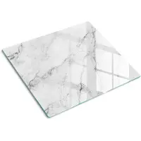 Tulup Glazen Snijplank - Wit Marmer Anti-Slip Snijplank - 60 x 52 cm - Snijplank Glas - Dienblad - Snijplank van Glas - Serveerplank van glas - Kookbenodigdheden