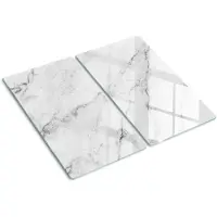 Tulup Glazen Snijplank - Wit Marmer Serveerplank van glas - SET van 2 STUKS 30 x 52 cm - Dienblad-UV Gelaagd Glas Serveerplanken-Snijplanken Glas-Snijplanken van Glas-Keukengerei