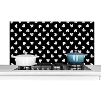 KitchenYeah Spatwand - Design - Hart - Figuren - Patronen - Zwart - Wit - 120x60 cm - Spatscherm