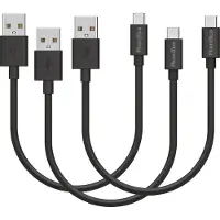 Phonillico 3x USB C naar USB A Kabel Zwart - 0,2 meter - Oplaadkabel voor Oppo Find X2 Lite / Find X2 Neo / Find X2 Pro