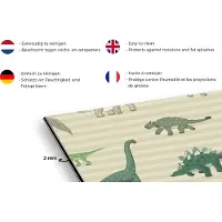 KitchenYeah Spatscherm keuken 120x80 cm - Kookplaat achterwand Dinosaurus - Bruin - Groen - Jongens - Meisjes - Kinderen - Muurbeschermer - Spatwand fornuis - Hoogwaardig aluminium