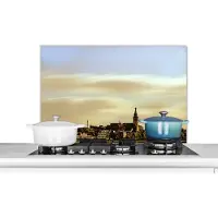KitchenYeah Spatscherm keuken 80x55 cm - Kookplaat achterwand Skyline - Nijmegen - Nederland - Muurbeschermer - Spatwand fornuis - Hoogwaardig aluminium