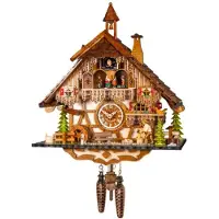 Engstler - 3651_QMT - Wandklok - Quartz uurwerk - Notenhout - Met muziek en dansende figuurtjes - 42 cm