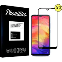 Phonillico Screenprotector voor Xiaomi Redmi Note 7 - 2 stuks Beschermglas van glas Transparante glazen schermbeschermfolie met zwarte randen