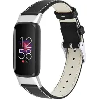 Strap-it Modern leren bandje met gespsluiting - geschikt voor Fitbit Luxe (zwart)