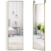 Costway 37 x 120 cm full-body spiegel met in hoogte verstelbare hanghaken, wandspiegel, deurspiegel, hangspiegel, spiegel voor slaapkamer, woonkamer en entrée