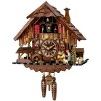 Engstler - 48715/8_MT - Koekoeksklok - 8-daags kettinguurwerk - Notenhout - met muziek met dansend paar - 35 cm