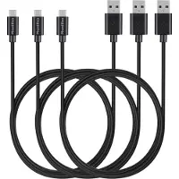 Phonillico 3x Micro USB naar USB A Kabel Zwart - 1 meter - Oplaadkabel voor Huawei MediaPad T5 (10.1" 2018) / MediaPad T3 (10" 2017) / MediaPad M5 Lite (8" 2019) / MatePad T8 (8" 2020)