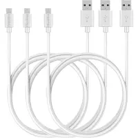 Phonillico 3x Micro USB naar USB A Kabel Wit - 2 meter - Oplaadkabel voor Huawei MediaPad T5 (10.1" 2018) / MediaPad T3 (10" 2017) / MediaPad M5 Lite (8" 2019) / MatePad T8 (8" 2020)