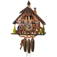 Engstler - 2651/8_MT - Koekoeksklok - 8-daags kettinguurwerk - Notenhout - met muziek met dansend paar - 40 cm