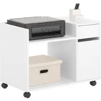 SoBuy ASK02-W Bureaukast met wieltjes en lade, wit 72x40x54cm